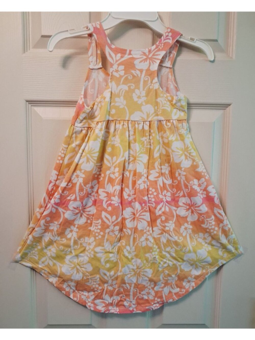 Faded Glory Girls Sleeveless Floral Dress Size 6-6X Orange Pink Yellow - Picture 2 of 9